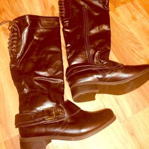 Brown leather boots. Size seven. Brand new
